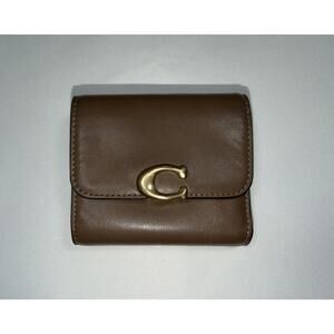 Coach Bandit Wallet Dark Stone Smooth Leather Goldtone Hardware Trifold